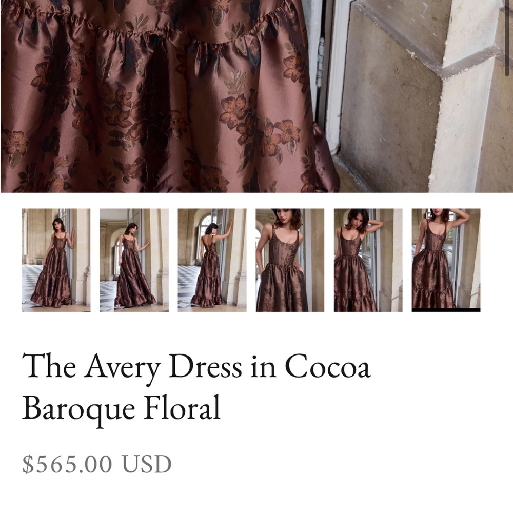 V Chapman The Avery Dress in Cocoa Baroque Floral - Picture 4 of 7